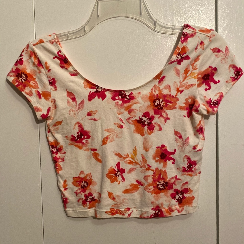 pink floral crop top